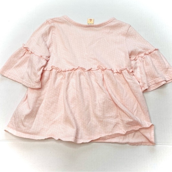 HARPER Canyon Bell Sleeve Ruffle Top in Soft Pink and White - Picture 3 of 7